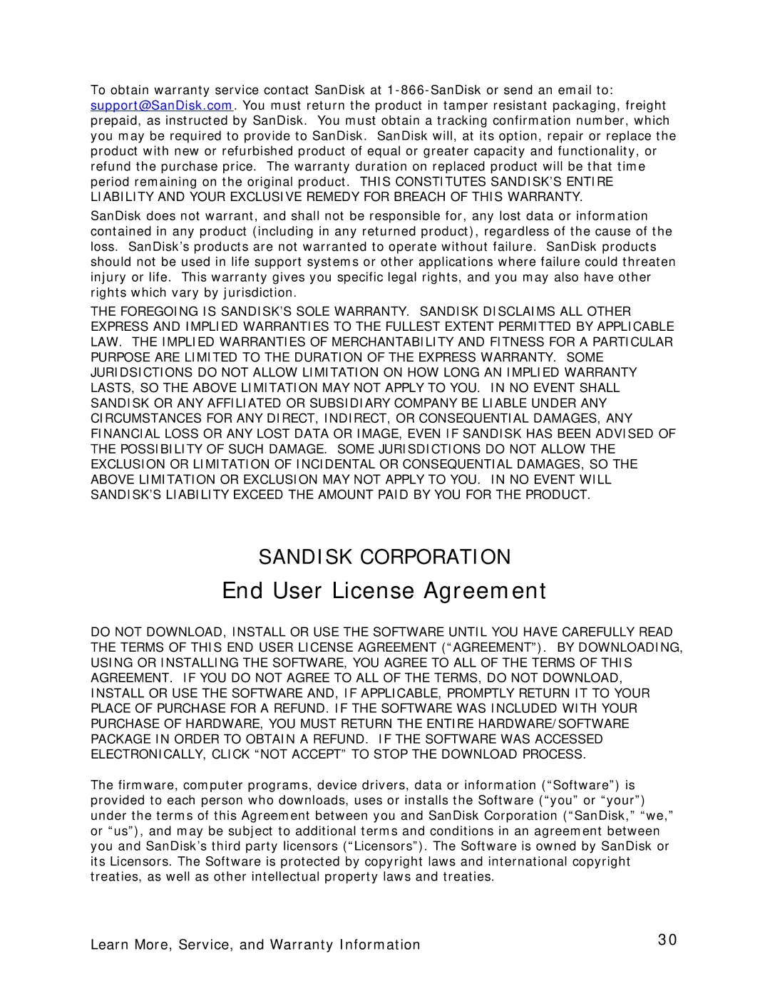 SanDisk VIEW-7UM-ENG user manual End User License Agreement 