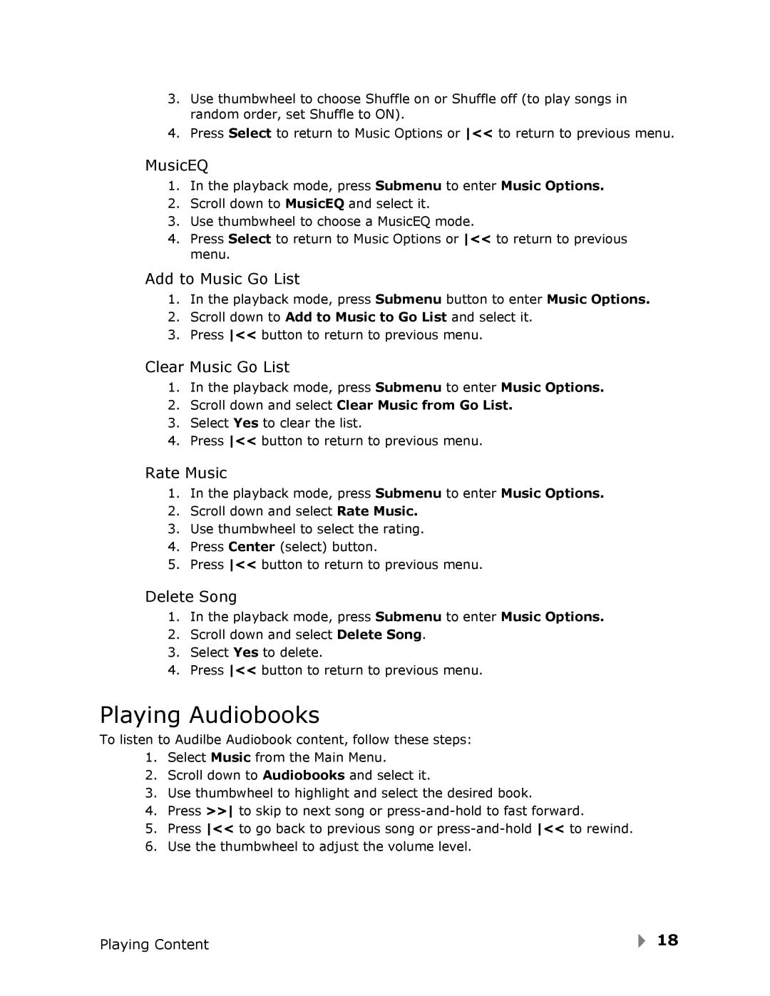 SanDisk View user manual Playing Audiobooks 