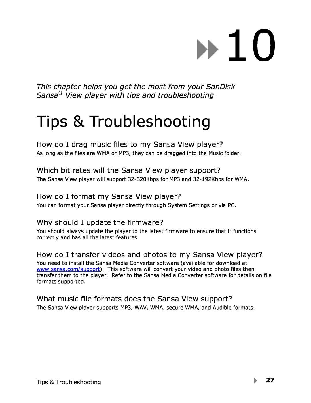 SanDisk View user manual Tips & Troubleshooting 
