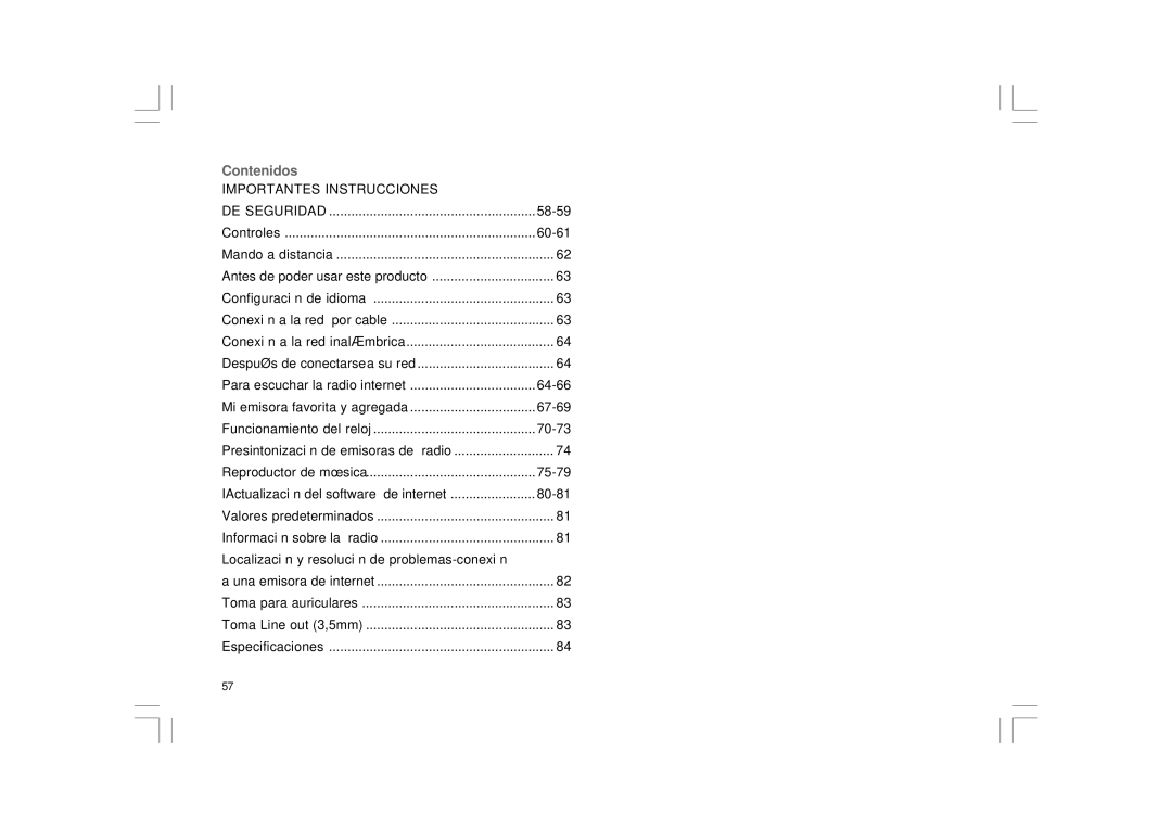 Sangean Electronics 381RB01-A manual Contenidos 