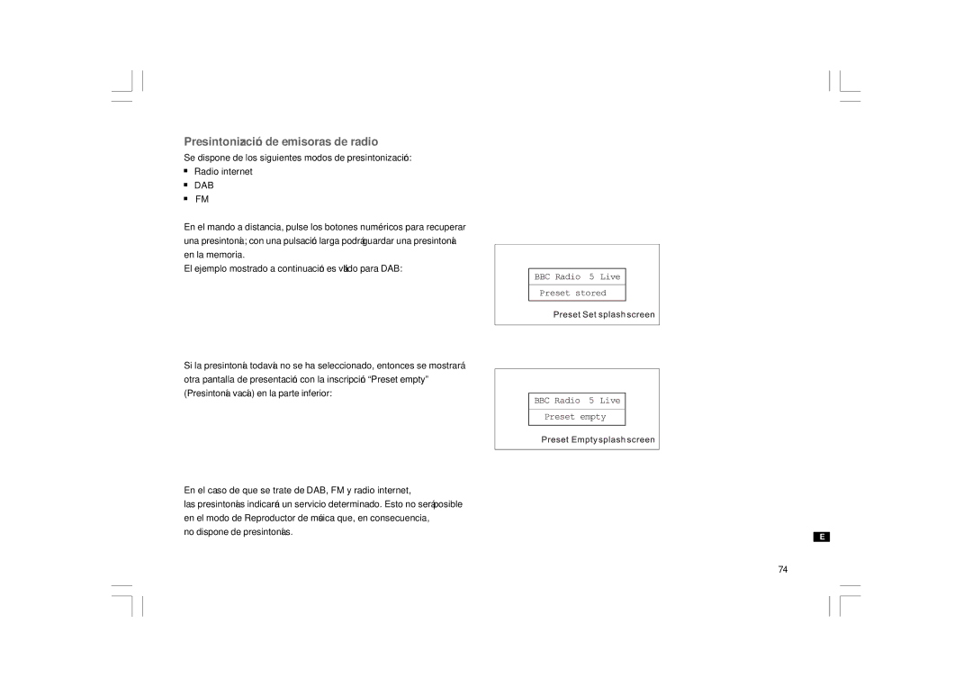 Sangean Electronics 381RB01-A manual Presintonización de emisoras de radio 