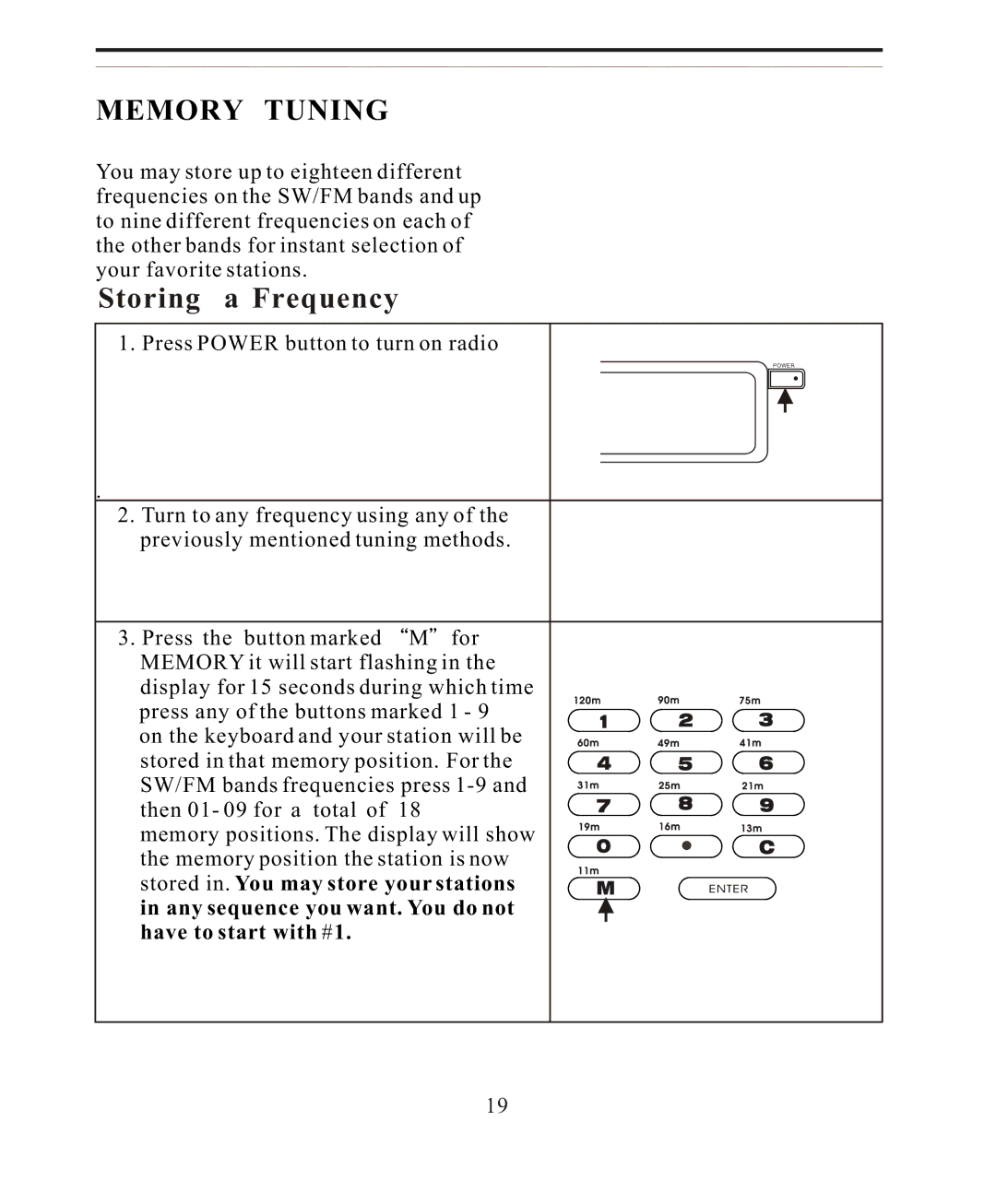 Sangean Electronics ATS-808A manual Memory Tuning, Storing a Frequency 