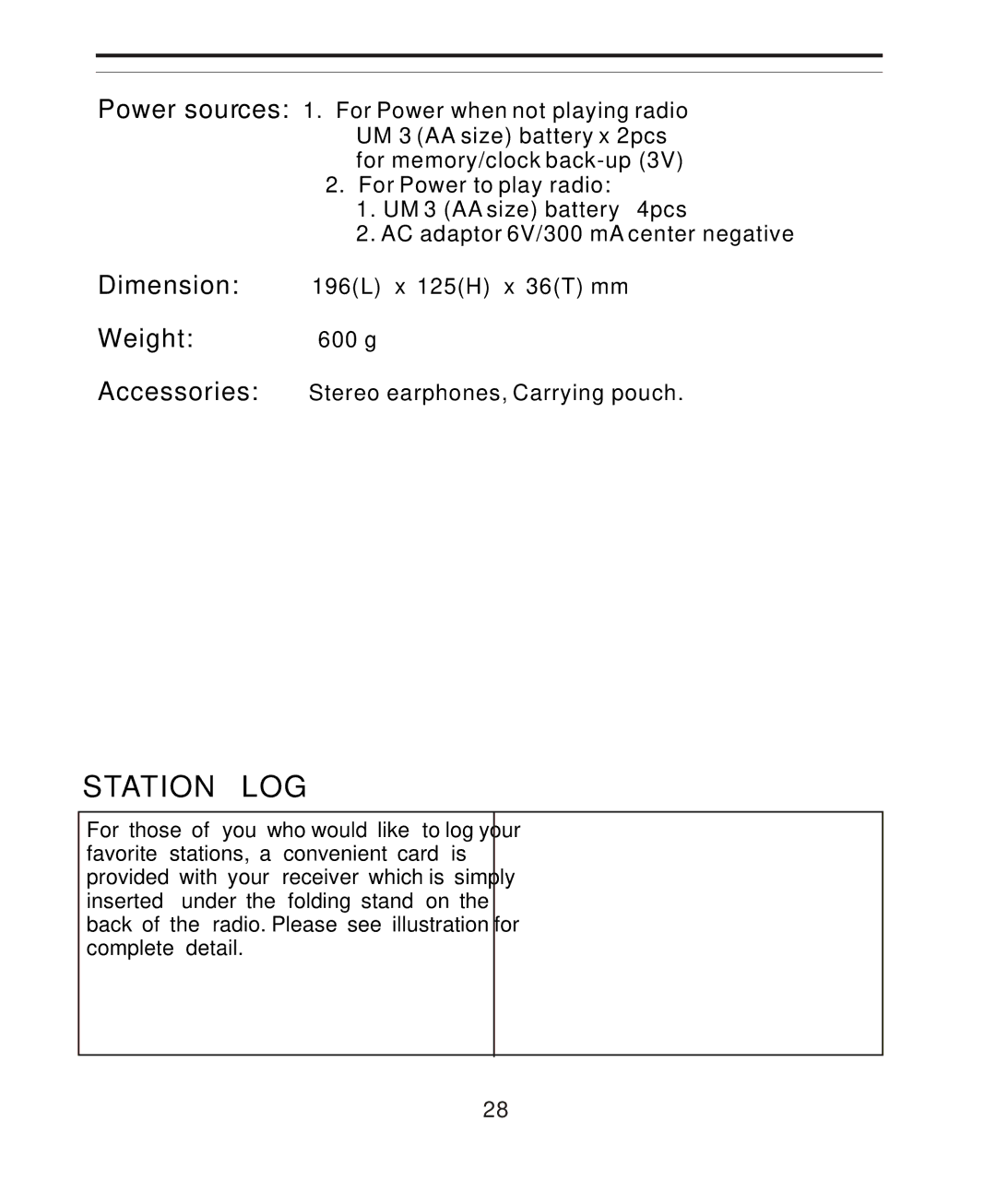 Sangean Electronics ATS-808A manual Station LOG 