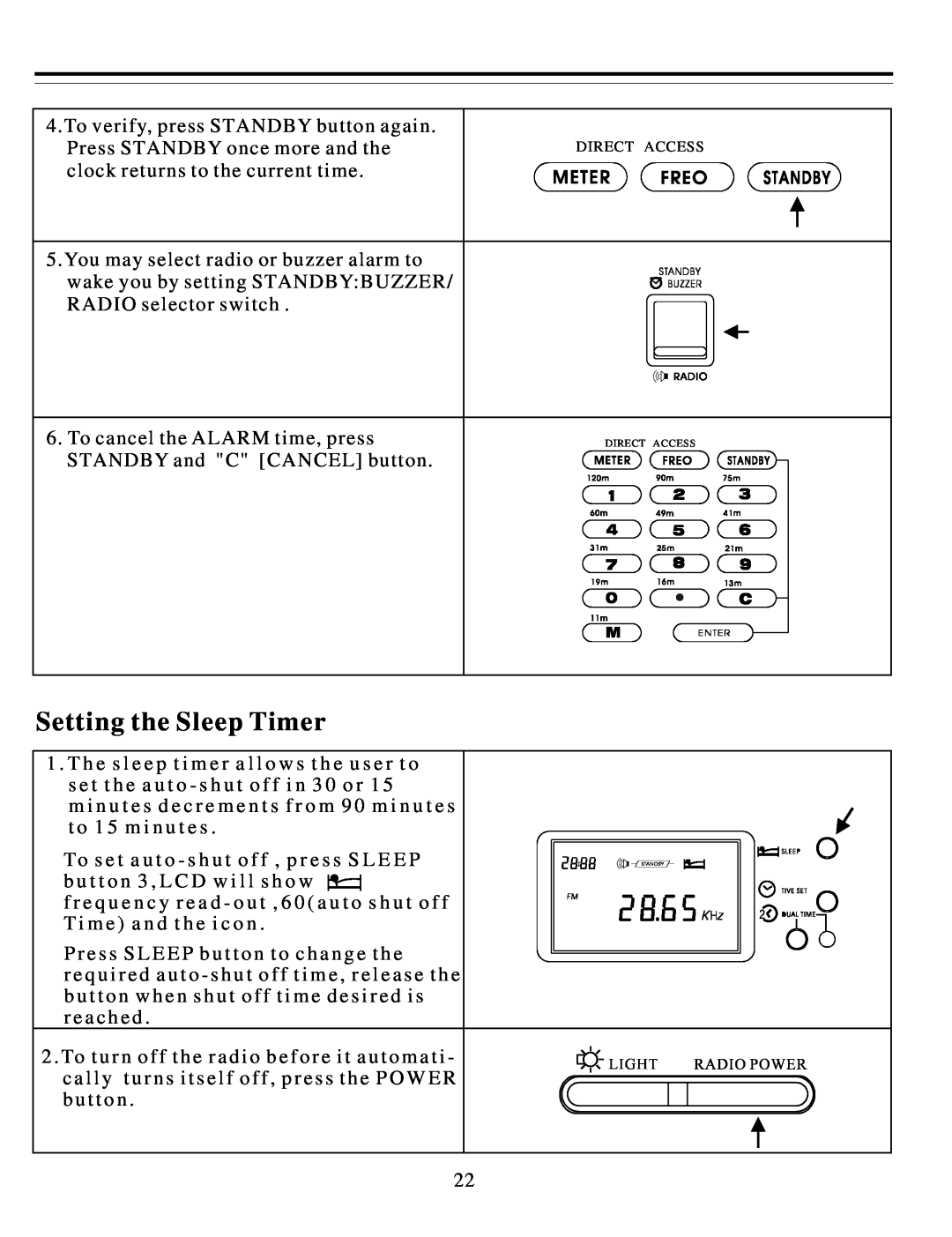 Sangean Electronics ATS-818ACS manual Setting the Sleep Timer 