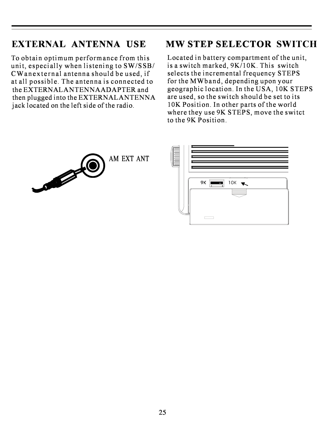 Sangean Electronics ATS-818ACS manual Externa, R Switch, Am Ext Ant 