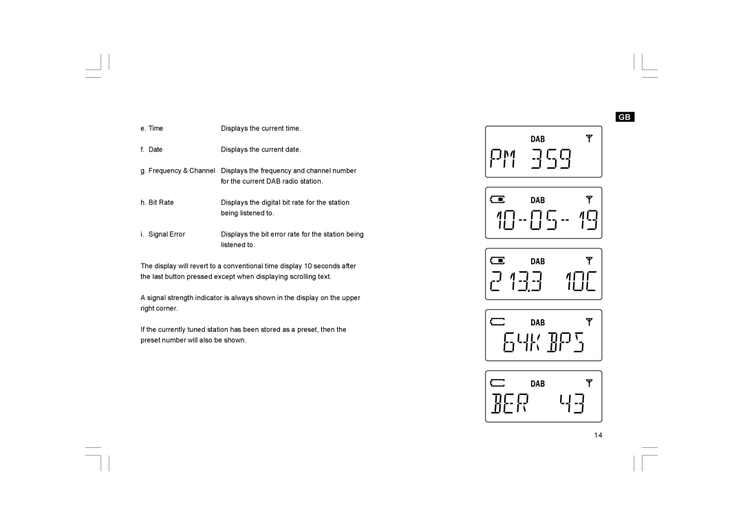 Sangean Electronics DCR-200 manual Displays the bit error rate for the station being 