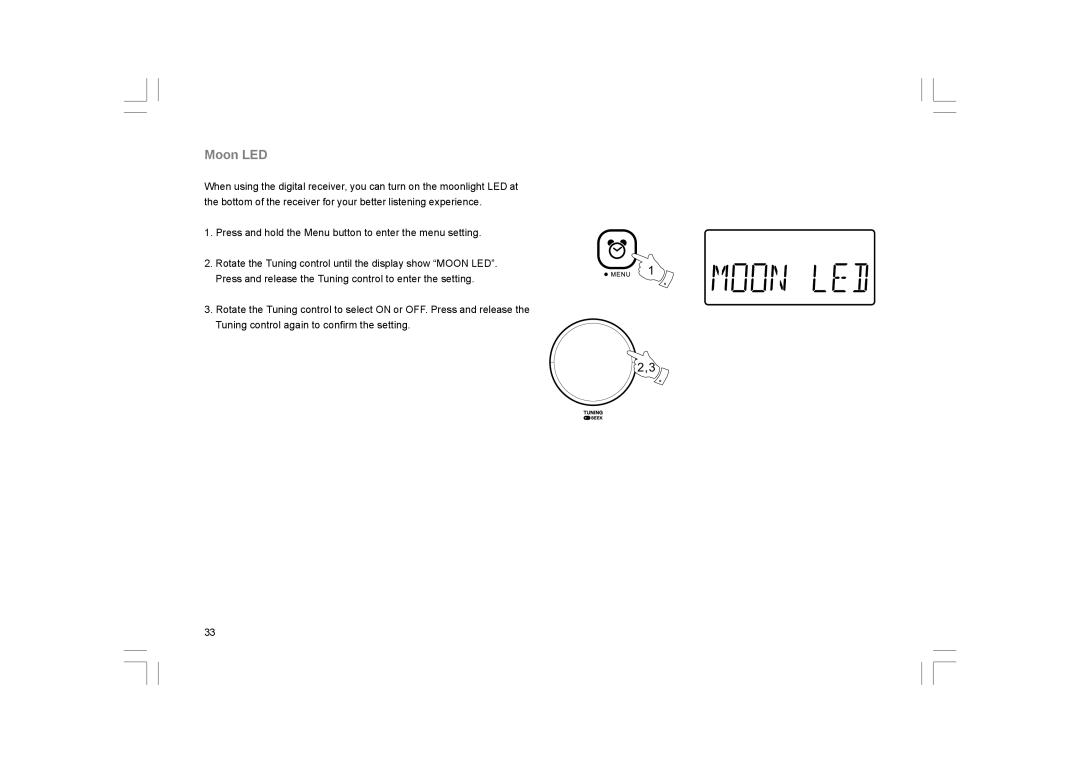 Sangean Electronics DCR-200 manual Moon LED 