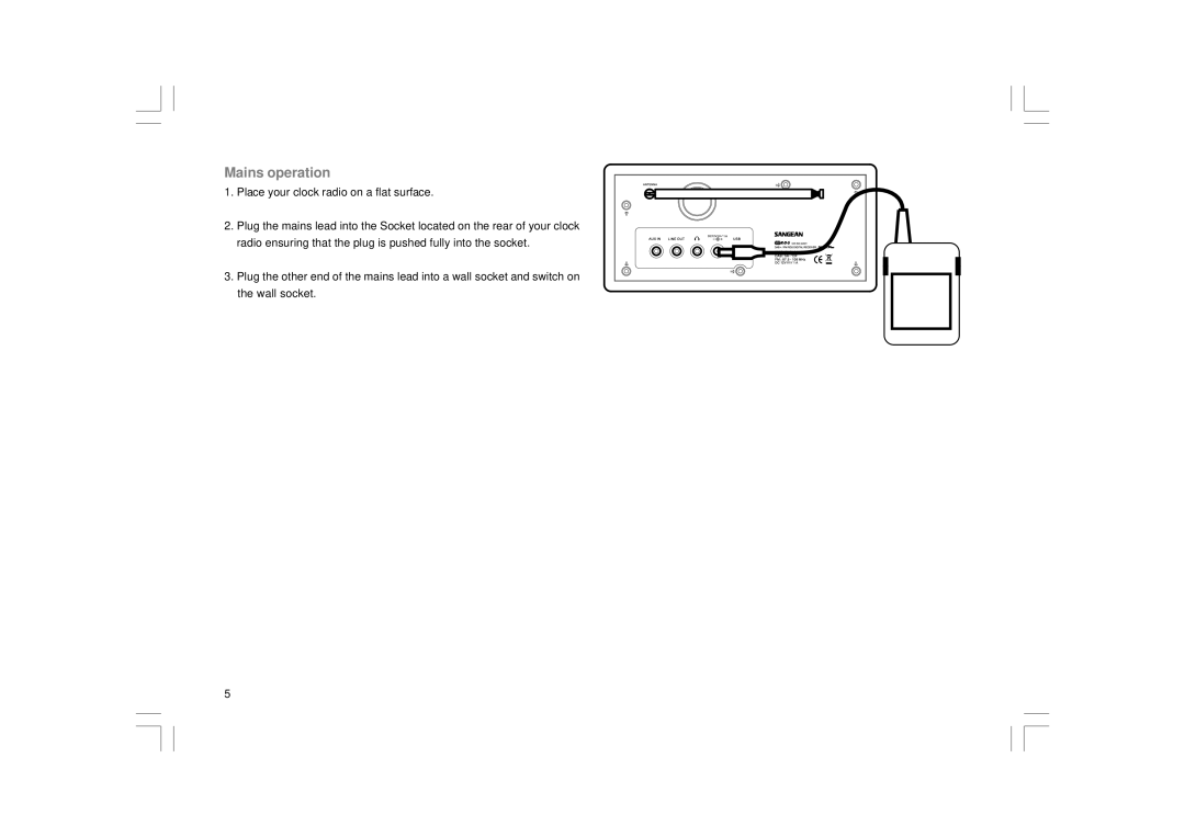 Sangean Electronics DDR-31+ manual Mains operation 