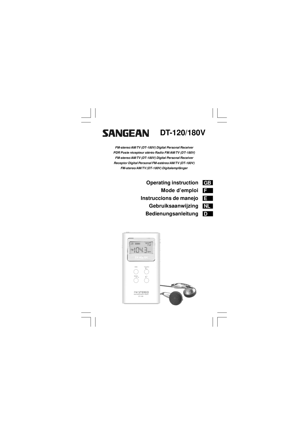 Sangean Electronics manual DT-120/180V 