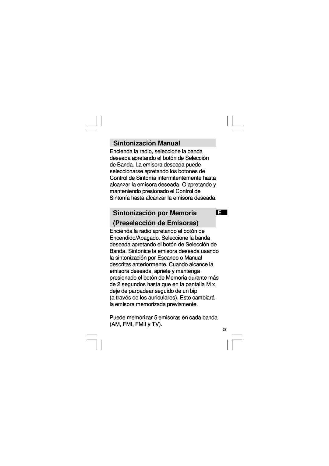 Sangean Electronics DT-120 manual Sintonización Manual, Sintonización por Memoria Preselección de Emisoras 