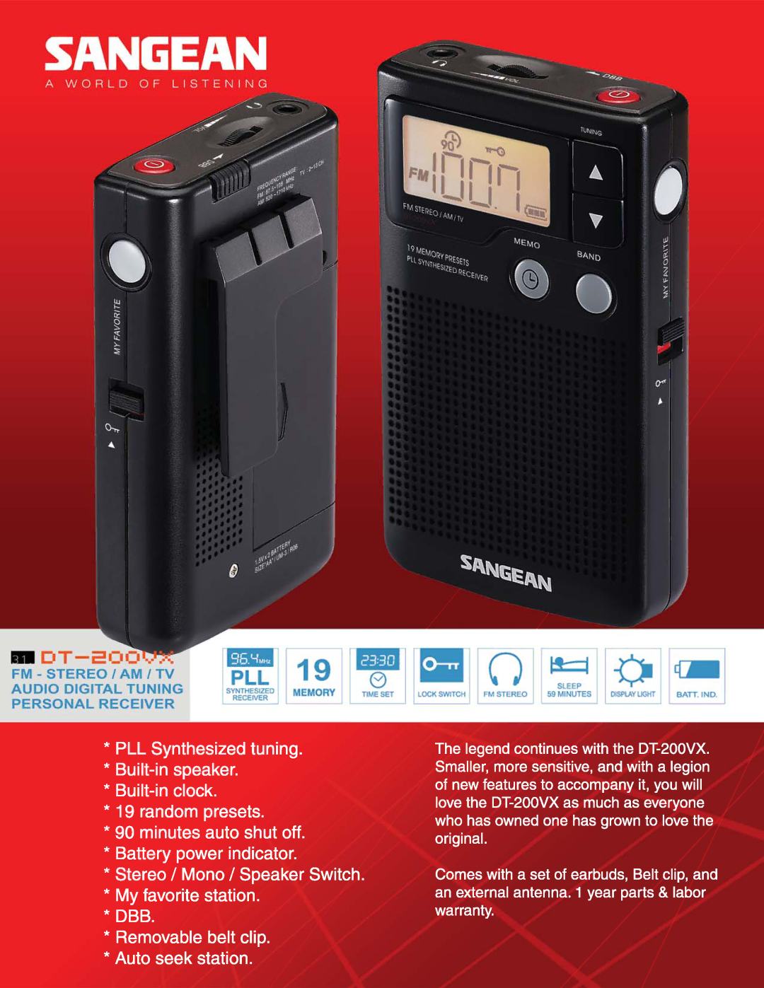 Sangean Electronics DT200VX manual 