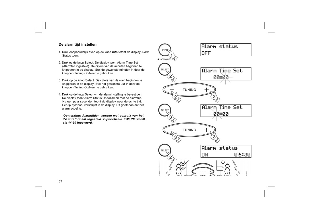 Sangean Electronics DCR-9/DCR-209, FM RDS/DAB digital clock radio manual De alarmtijd instellen 