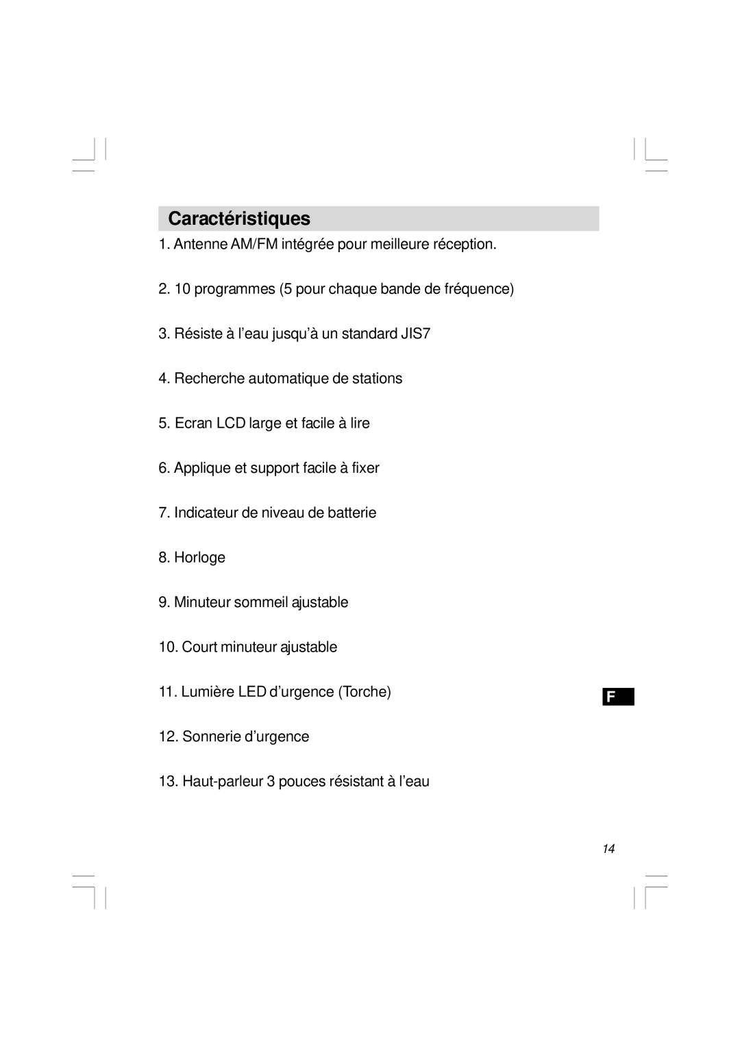 Sangean Electronics H201 manual Caractéristiques 