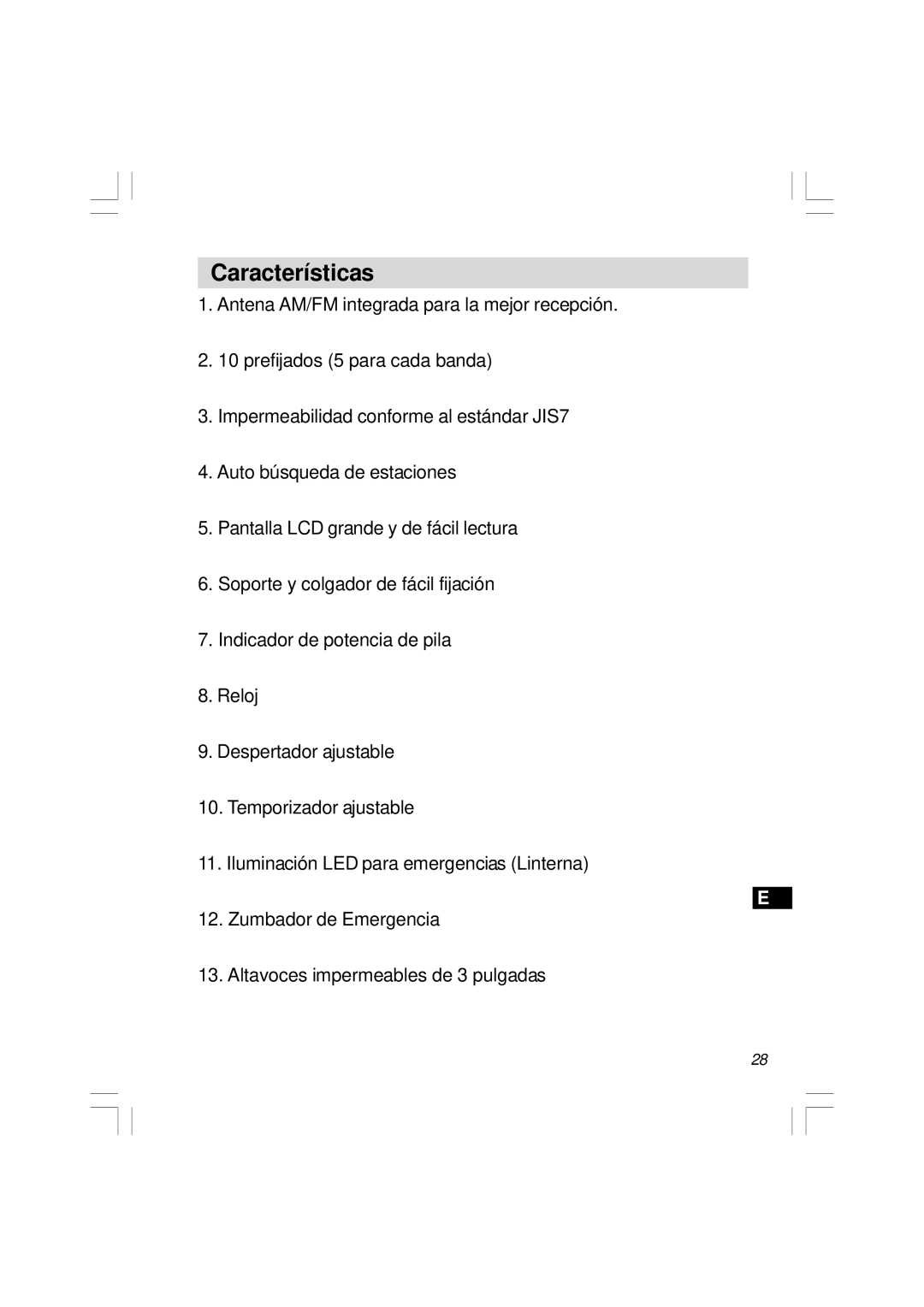 Sangean Electronics H201 manual Características 