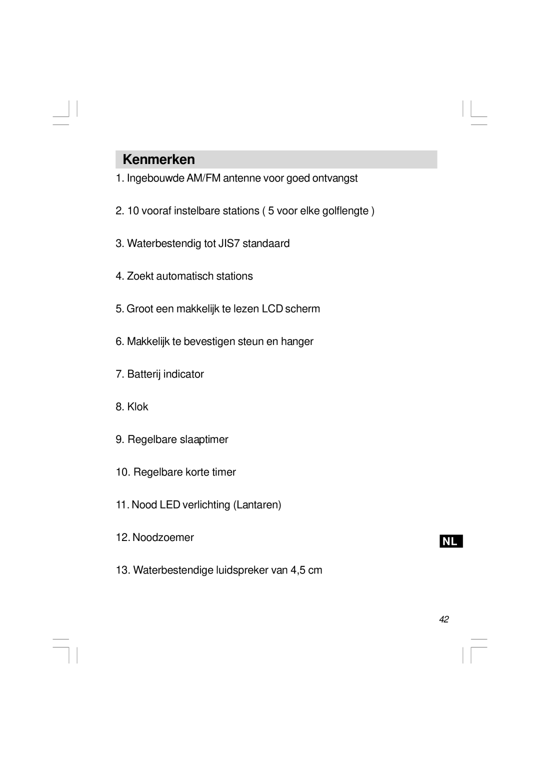 Sangean Electronics H201 manual Kenmerken 