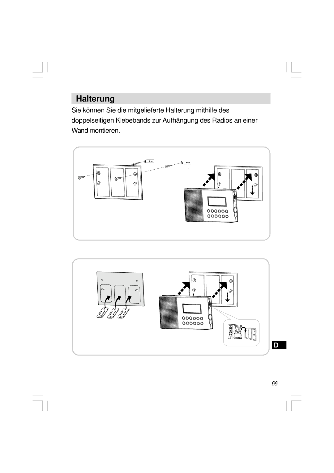 Sangean Electronics H201 manual Halterung 