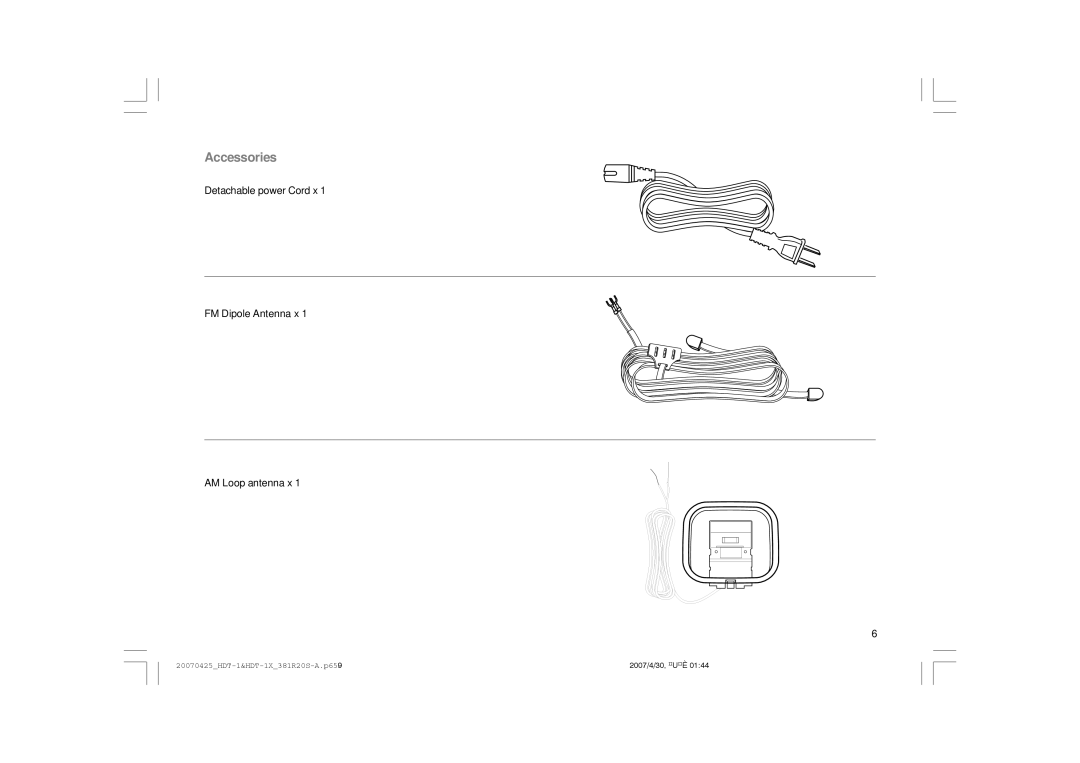 Sangean Electronics HDT-1 user manual Accessories 