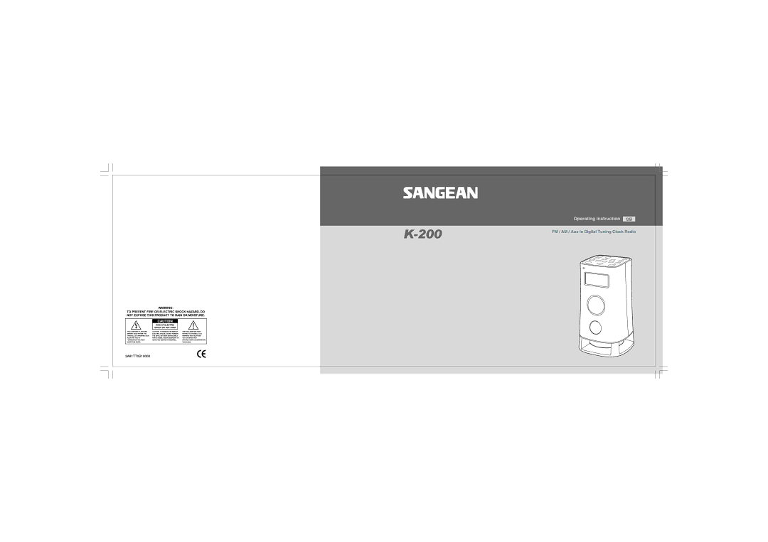 Sangean Electronics K-200 manual 