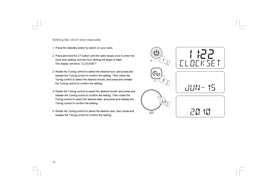 Sangean Electronics K-200 Setting the clock time manually 