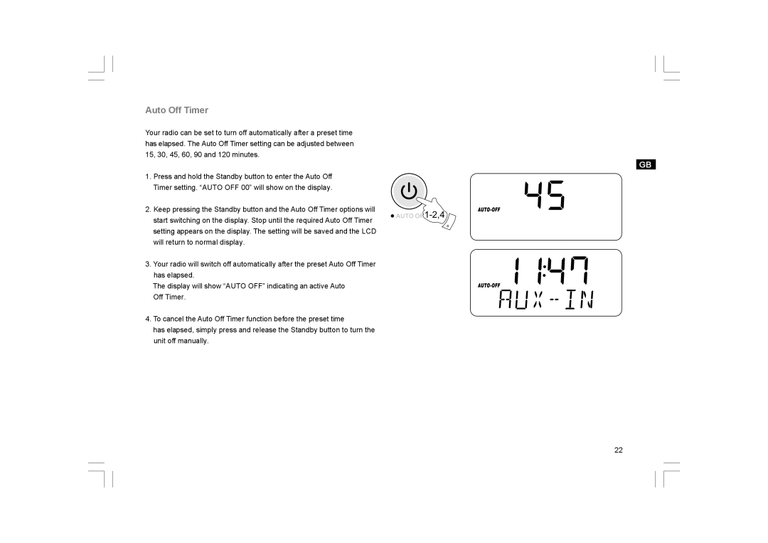 Sangean Electronics K-200 manual Auto Off Timer 