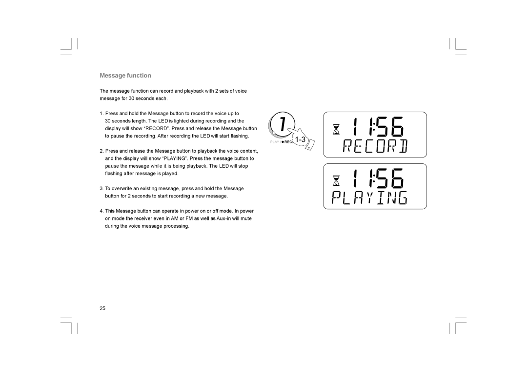 Sangean Electronics K-200 manual Message function 