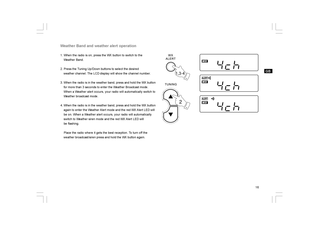 Sangean Electronics PR-D9W manual Weather Band and weather alert operation 