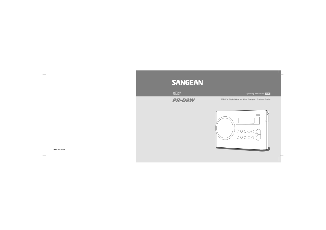Sangean Electronics PR-D9W manual Operating instruction GB, 3A81U70S10000 