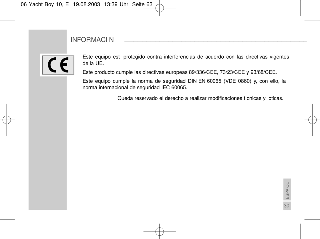 Sangean Electronics PT 10 manual Información 