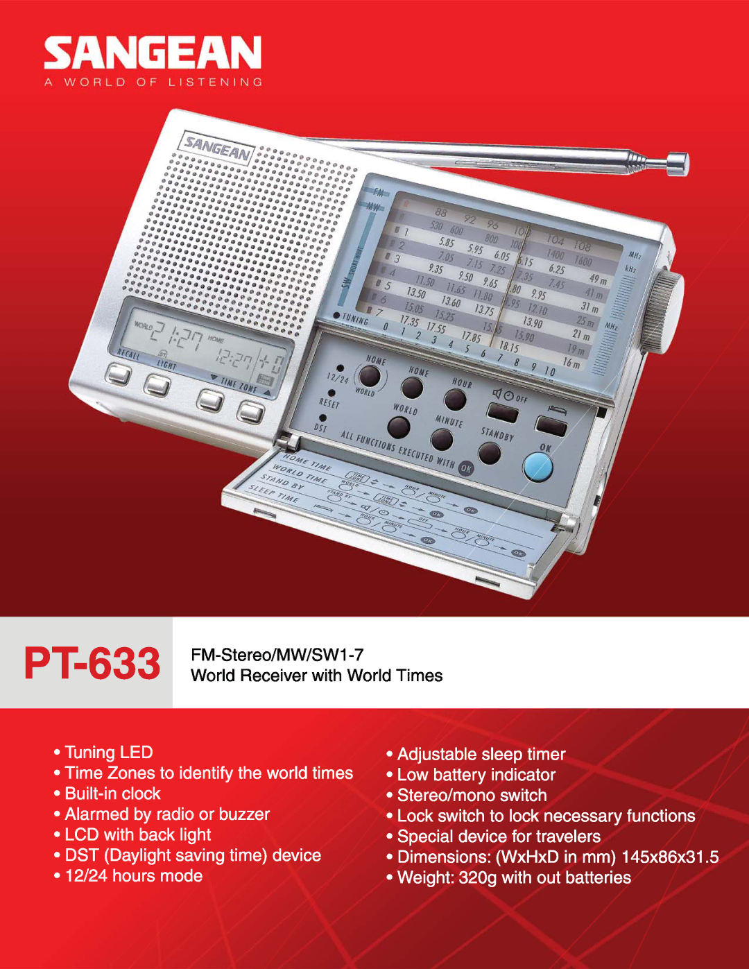 Sangean Electronics PT-633 manual 