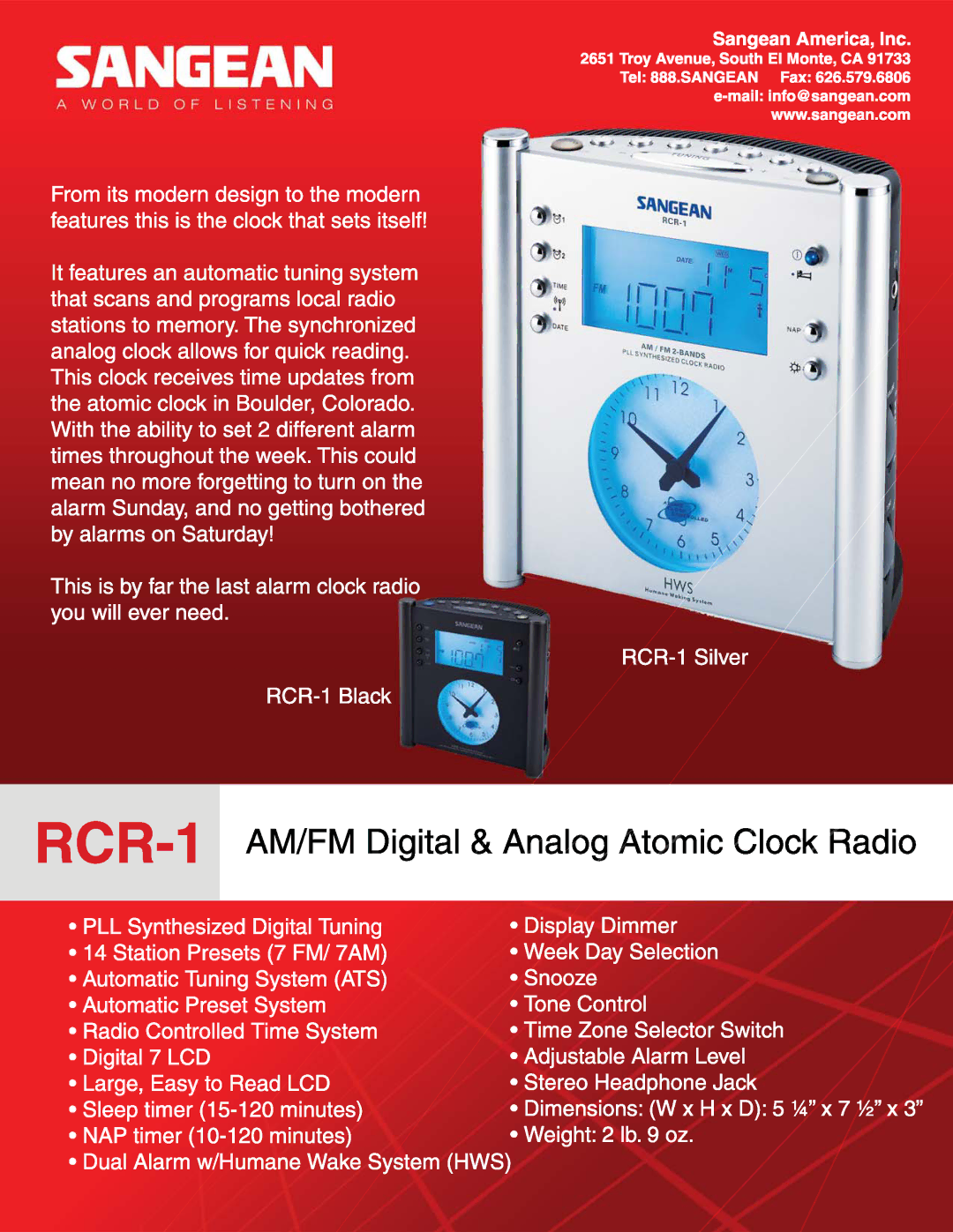 Sangean Electronics RCR-1 manual 