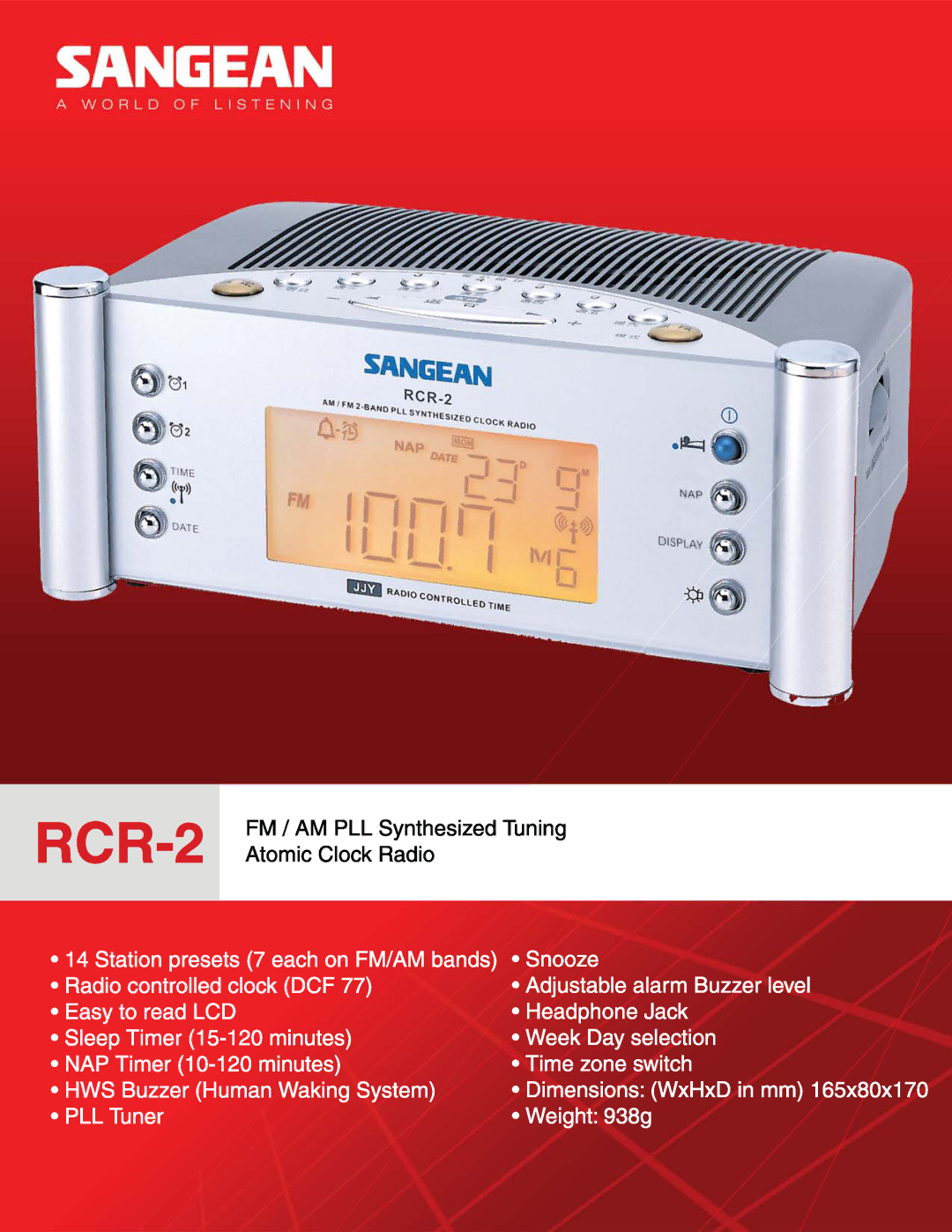 Sangean Electronics RCR-2 manual 