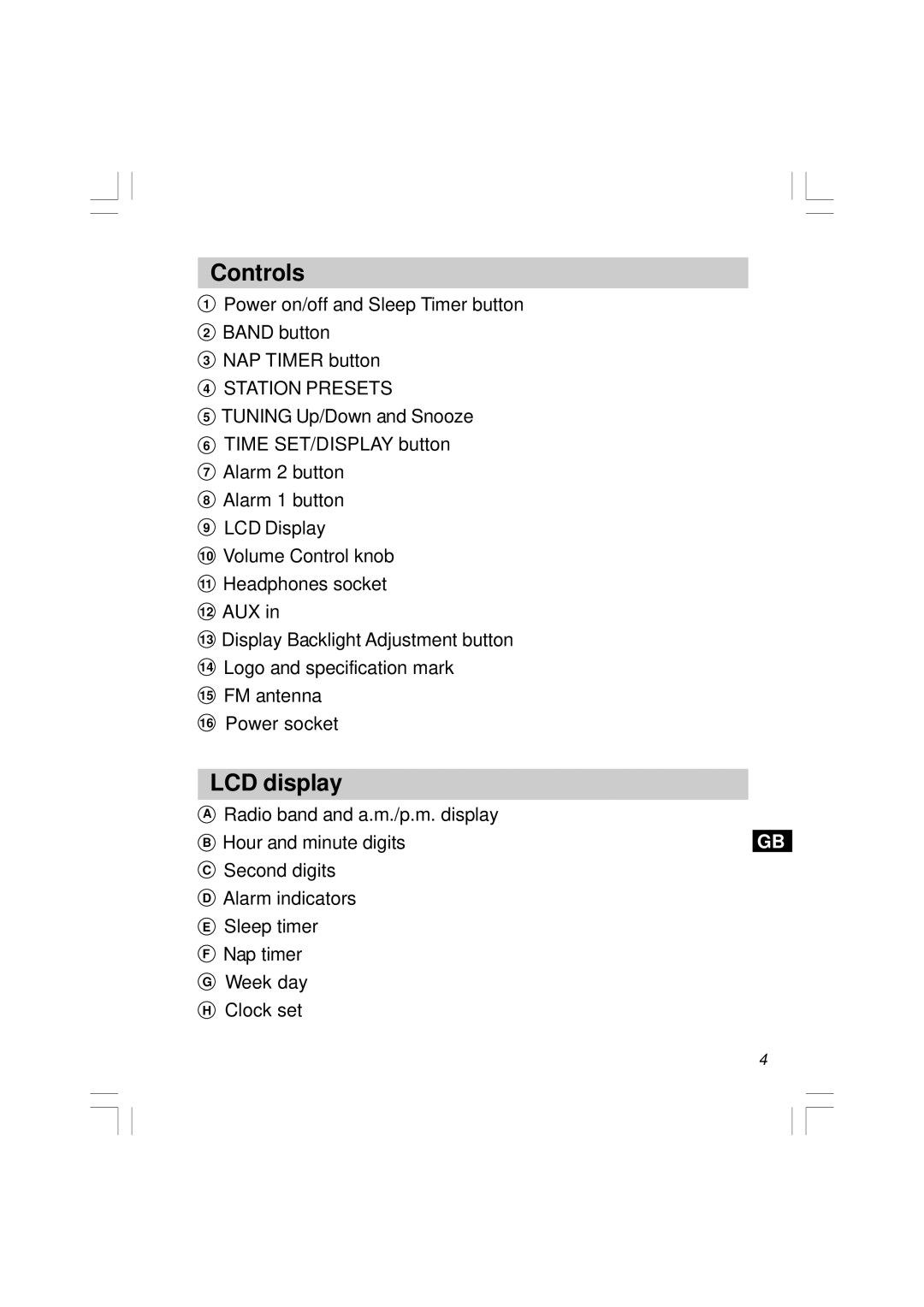 Sangean Electronics RCR-5 manual Controls, LCD display 