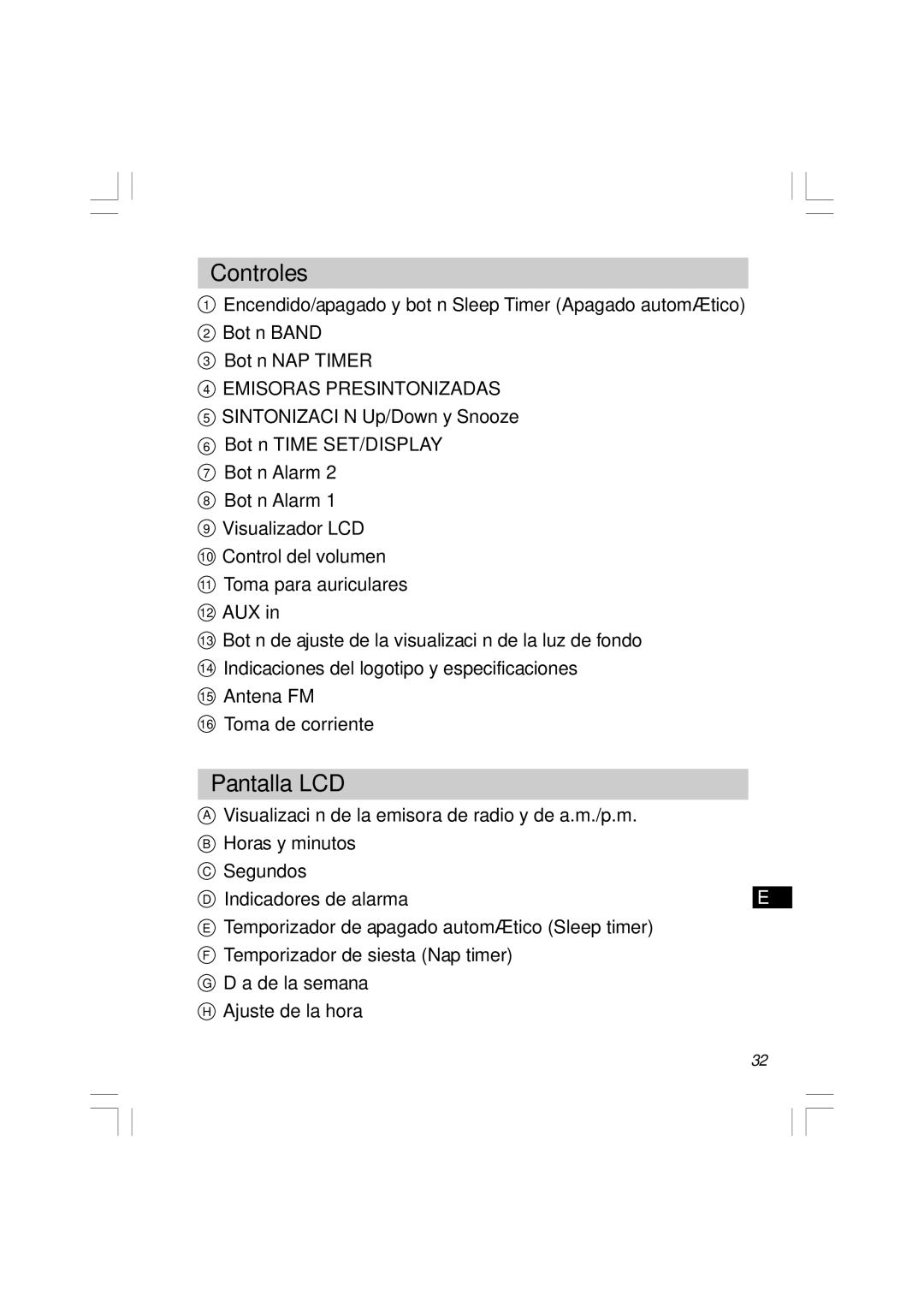 Sangean Electronics RCR-5 manual Controles, Pantalla LCD 