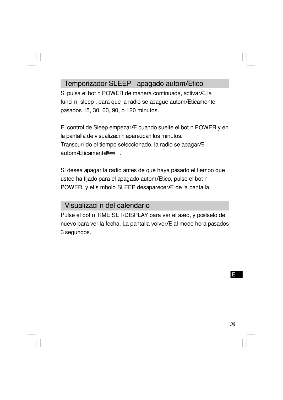 Sangean Electronics RCR-5 manual Temporizador Sleep apagado automático, Visualización del calendario 