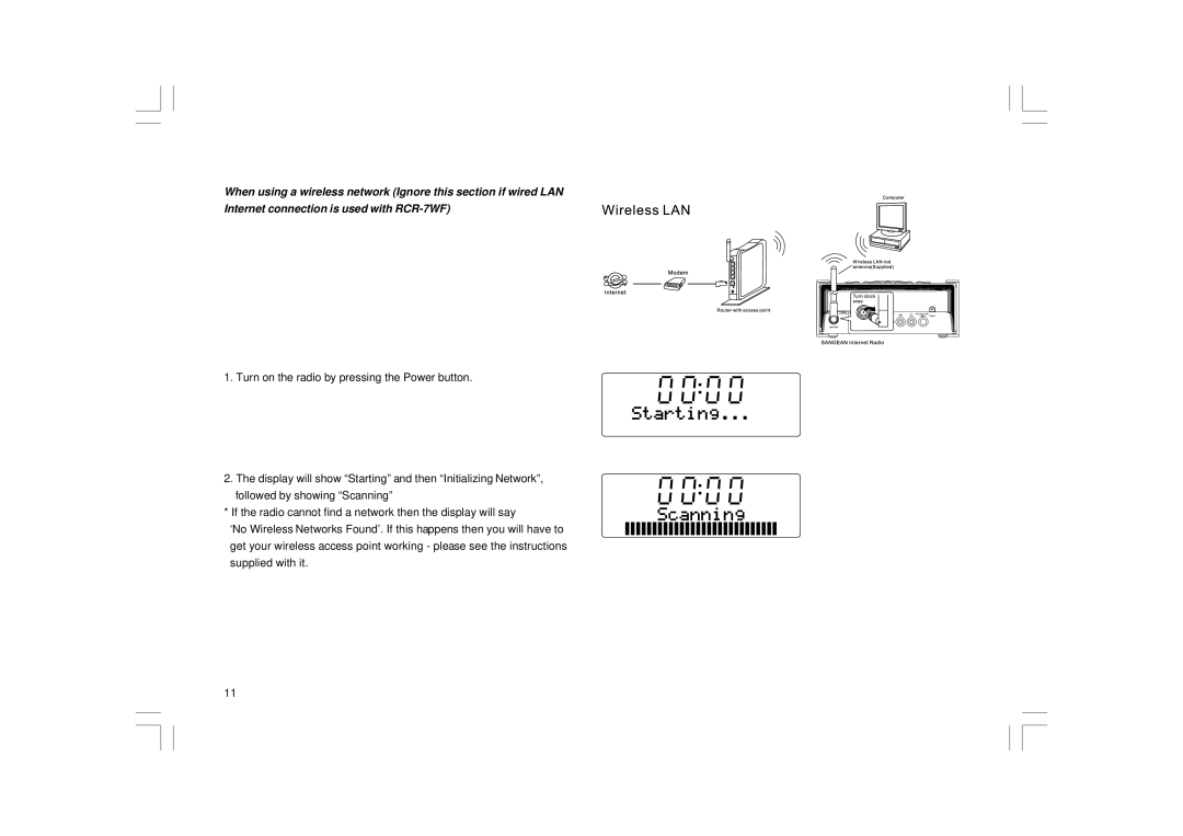 Sangean Electronics RCR-8WF, RCR-7WF manual 