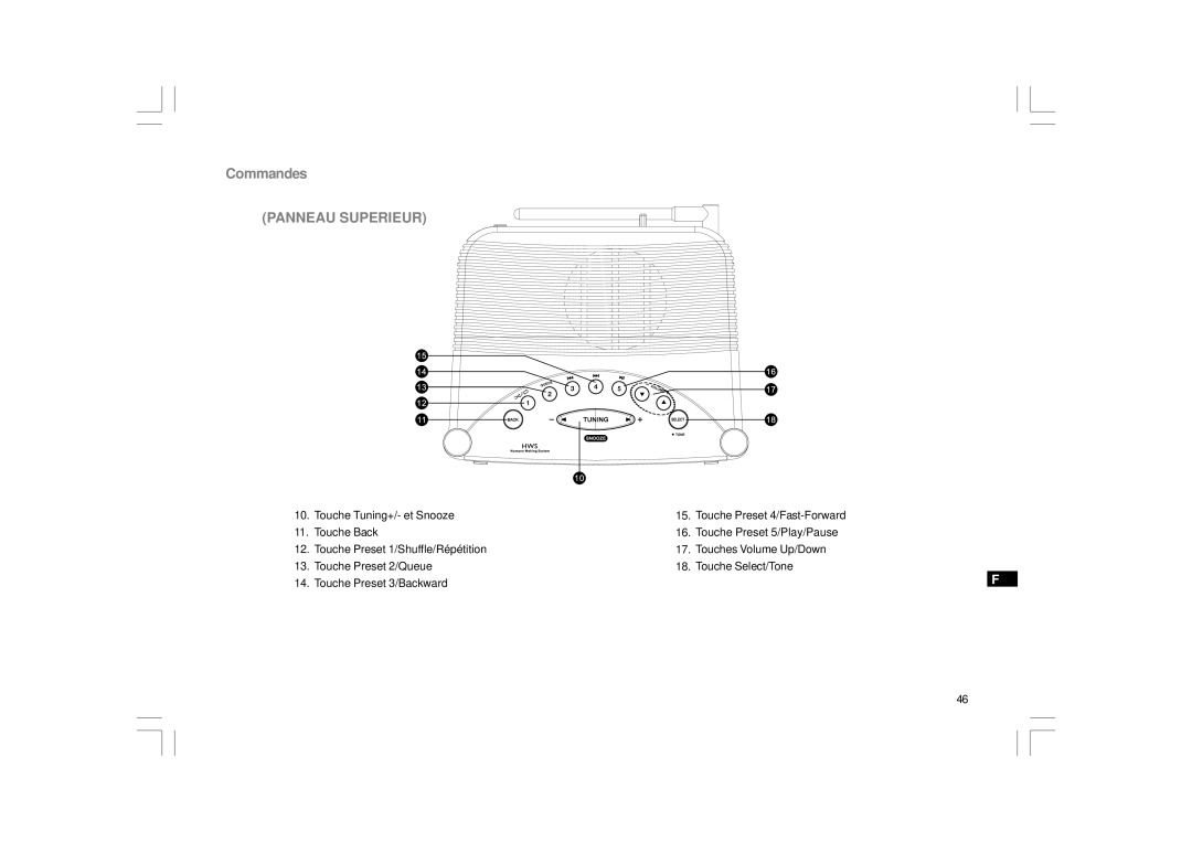 Sangean Electronics RCR-7WF, RCR-8WF manual Commandes, Panneau Superieur 