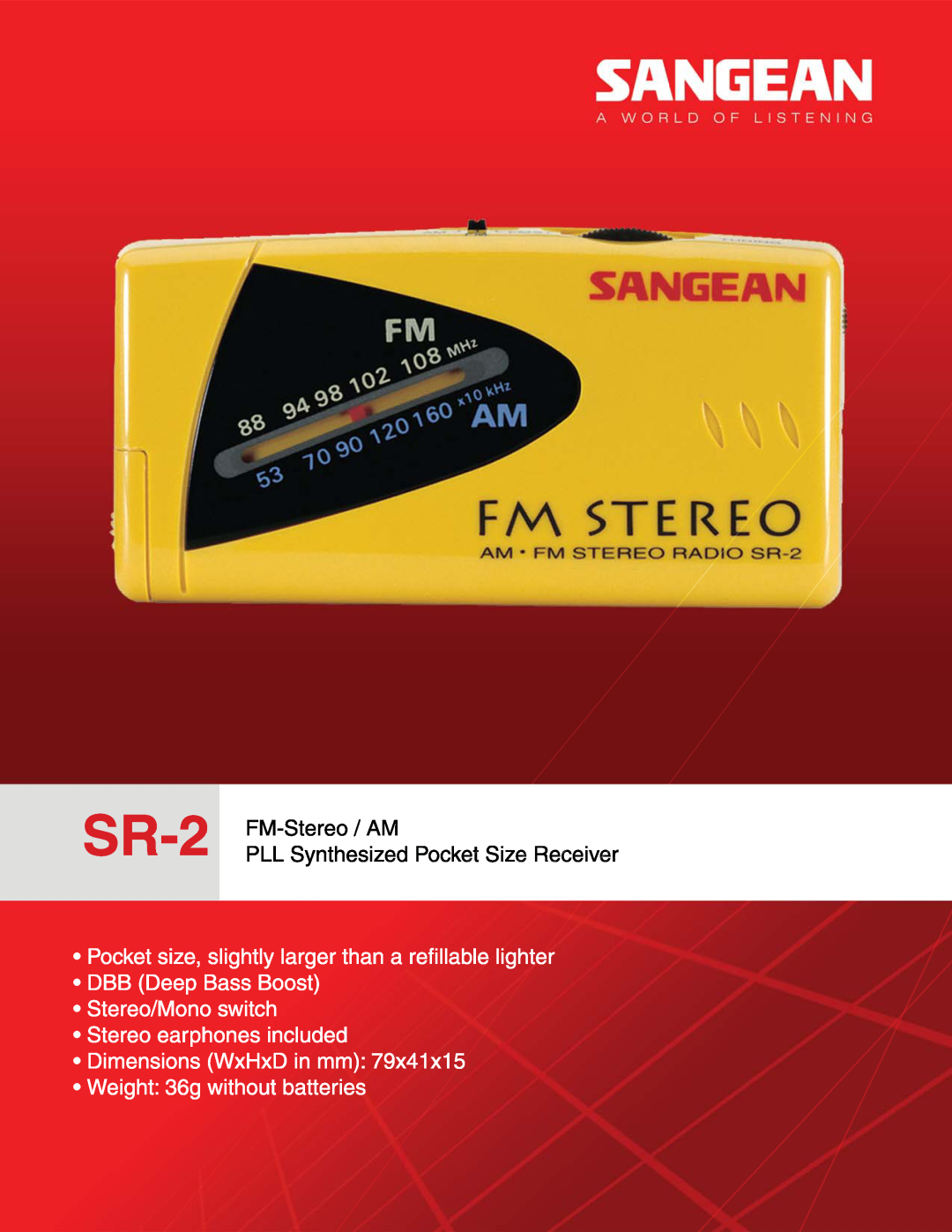 Sangean Electronics SR-2 manual 