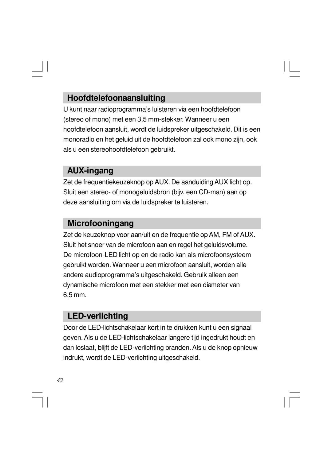 Sangean Electronics U1 user service Hoofdtelefoonaansluiting, AUX-ingang, Microfooningang, LED-verlichting 