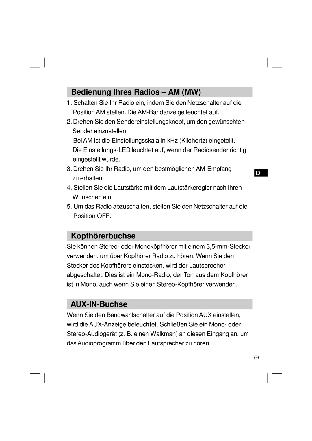 Sangean Electronics U1 user service Bedienung Ihres Radios AM MW, Kopfhörerbuchse, AUX-IN-Buchse 