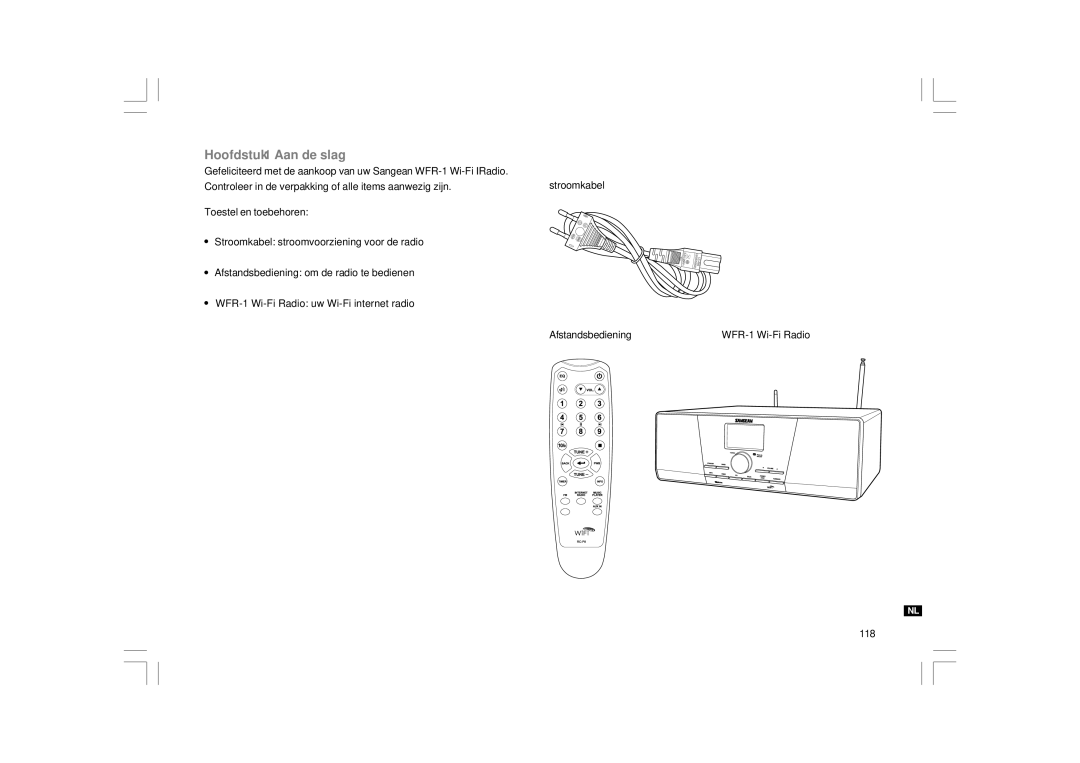 Sangean Electronics WFR-1 manual Hoofdstuk 1 Aan de slag 