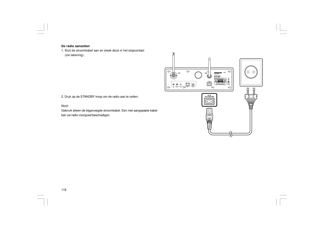 Sangean Electronics WFR-1 manual De radio aanzetten 