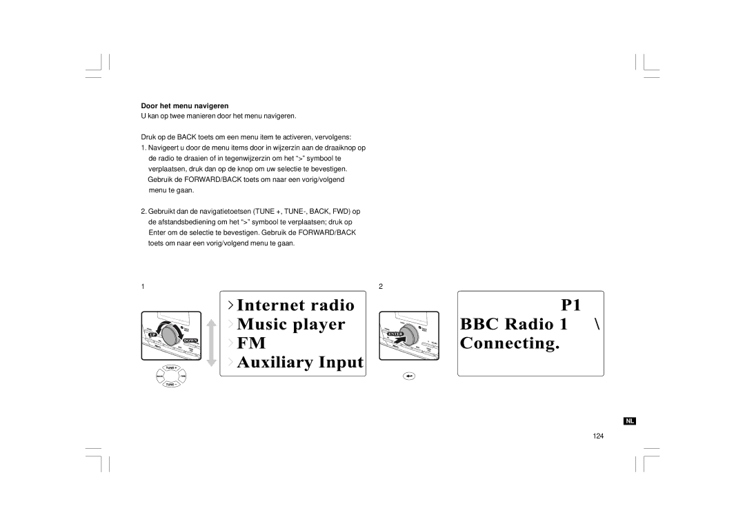 Sangean Electronics WFR-1 manual Door het menu navigeren 