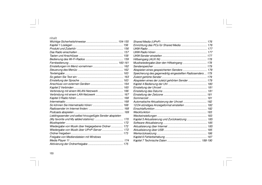 Sangean Electronics WFR-1 manual Nhalt 