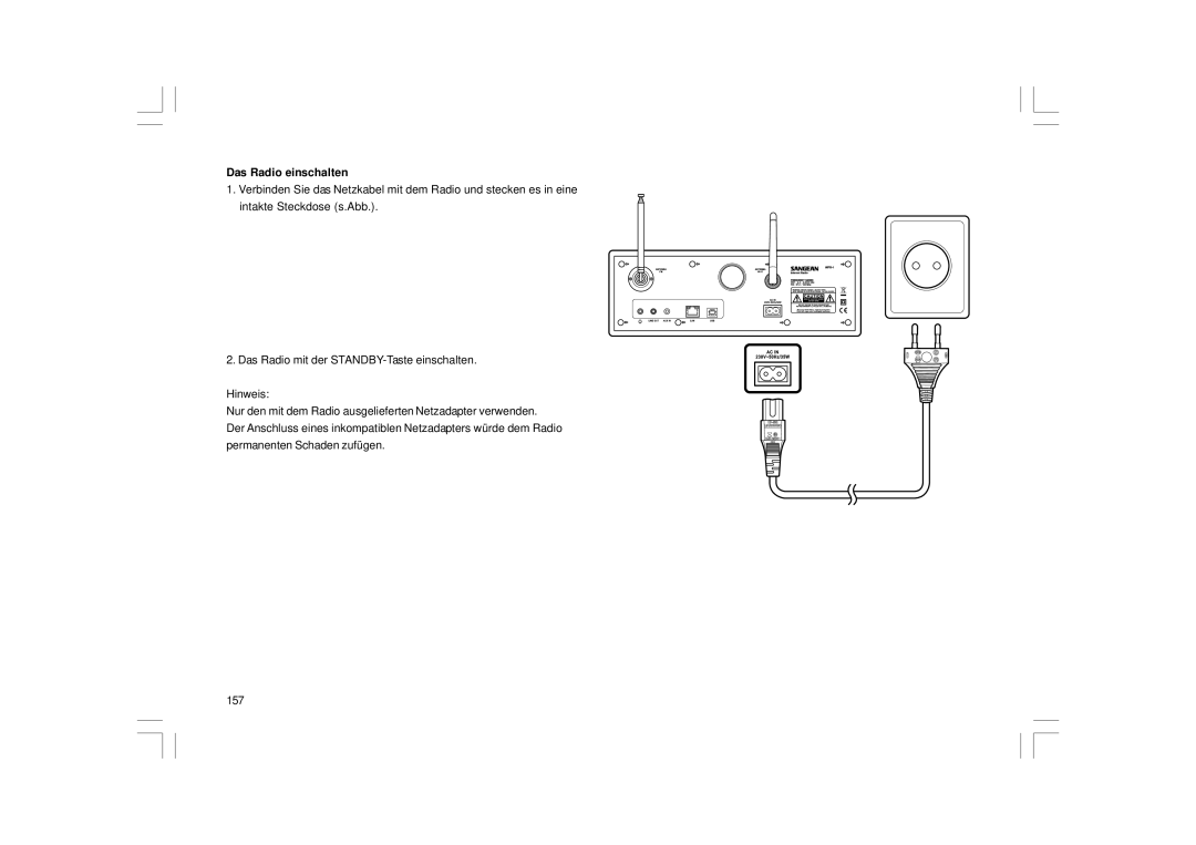 Sangean Electronics WFR-1 manual Das Radio einschalten 