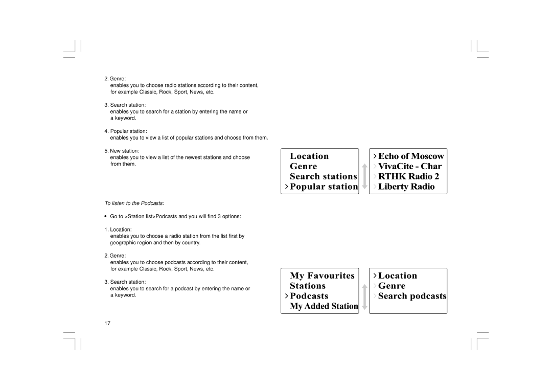 Sangean Electronics WFR-1 manual To listen to the Podcasts 