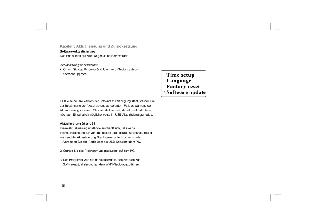 Sangean Electronics WFR-1 Kapitel 5 Aktualisierung und Zurücksetzung, Software-Aktualisierung, Aktualisierung über USB 