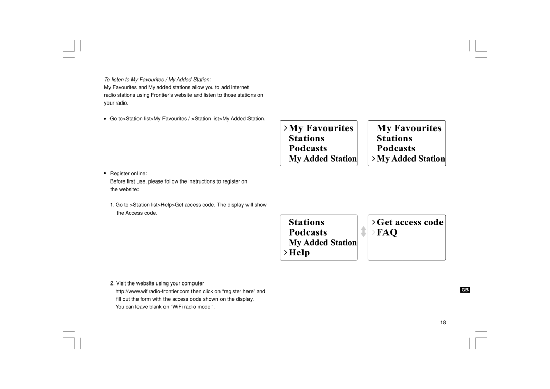 Sangean Electronics WFR-1 manual To listen to My Favourites / My Added Station 