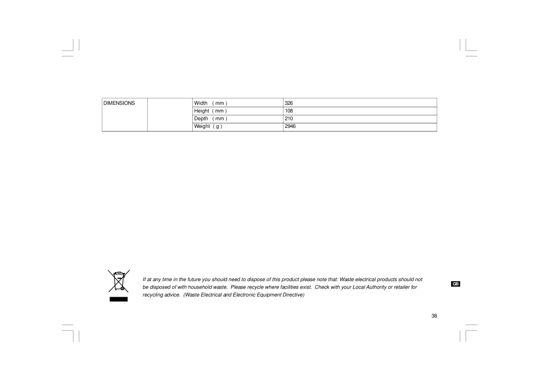 Sangean Electronics WFR-1 manual Dimensions 