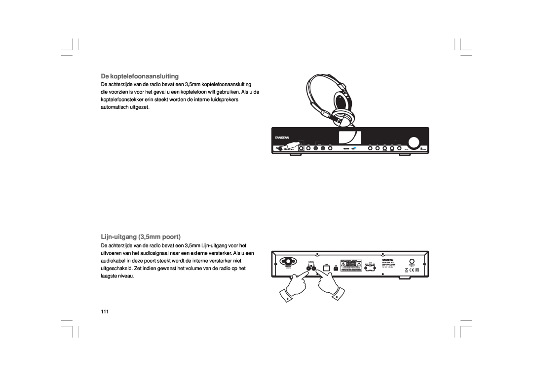 Sangean Electronics WFT-1 user manual De koptelefoonaansluiting, Lijn-uitgang 3,5mm poort 