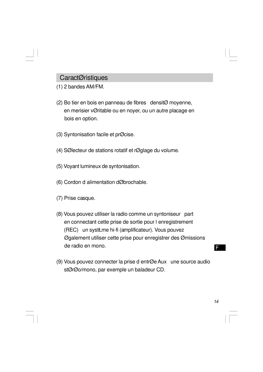 Sangean Electronics WR-11 manual Caractéristiques 